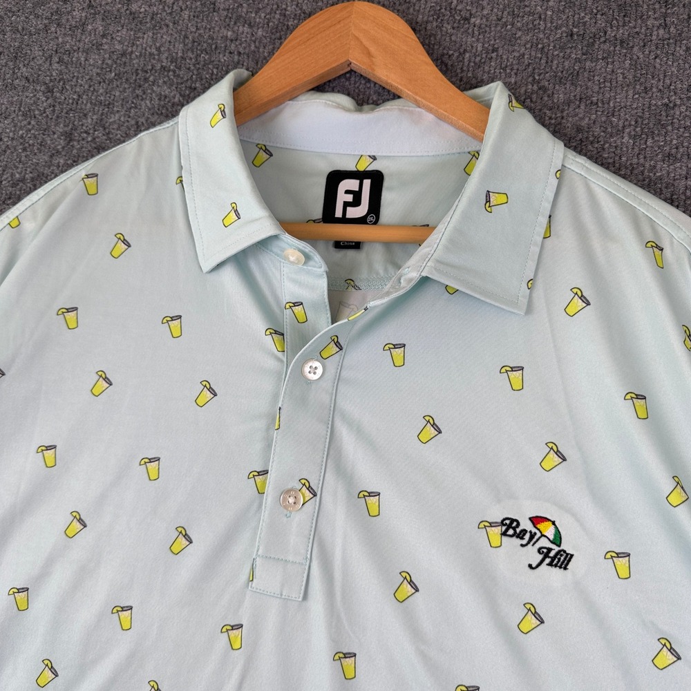 FootJoy Polo Shirt Mens 2XL Mint Green Bay Hill Golf Margarita Cocktail Print